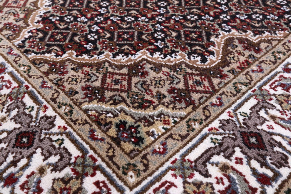 2' 7" X 6' 0" Runner Persian Tabriz Wool & Silk Hand Knotted Rug - Q13028