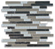 Glass Mosaic Tile Beige White Glass Electroplate Black Stainless Steel, 1 sheet