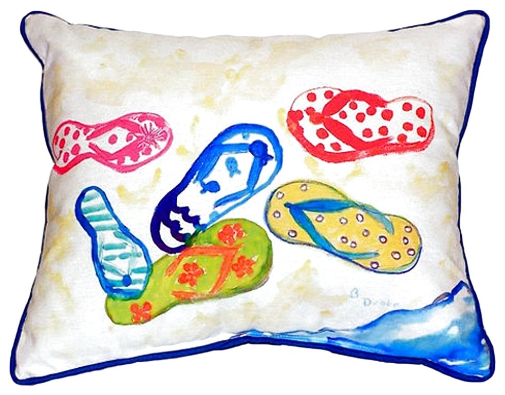 Betsy Drake Six Flip Flops Small Indoor/Outdoor Pillow 12x12