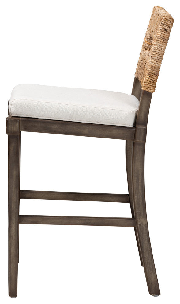 Eila Mahogany & Rattan Counter Stool