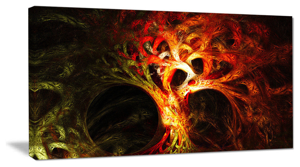 Magical Orange Psychedelic Tree, Oversized Abstract Canvas Art Print, 60x28