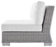 Lounge Sectional Sofa Chair Table Set, Rattan, Wicker, Gray White, Outdoor