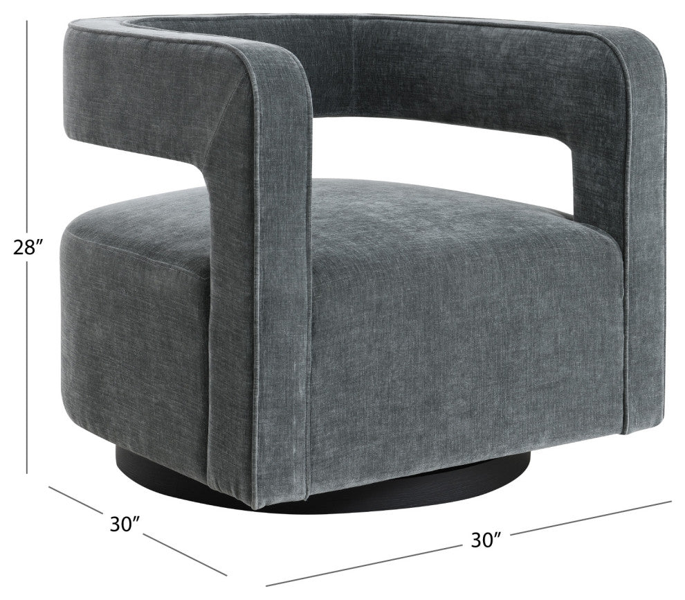 Lunar Stain-Resistant Fabric Swivel Chair, Charcoal
