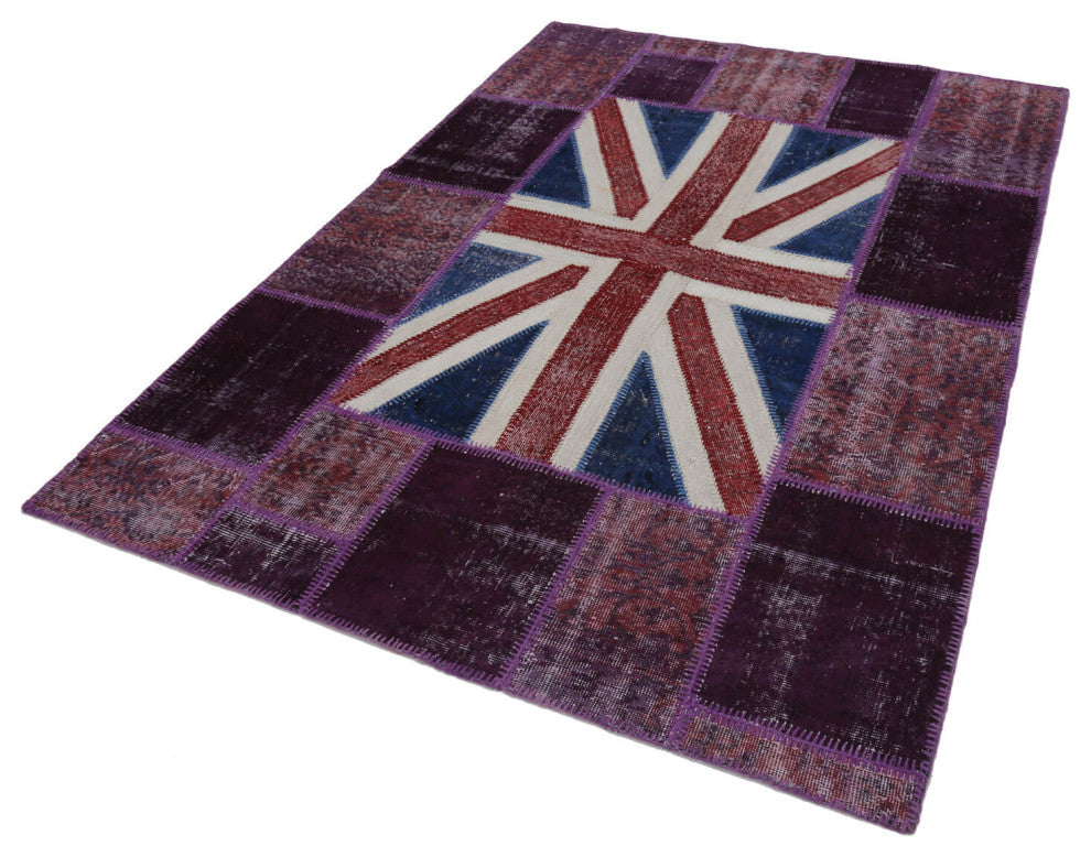 Rug N Carpet - Handmade Oriental 5' 7'' x 8' 1'' Flag Patchwork Rug