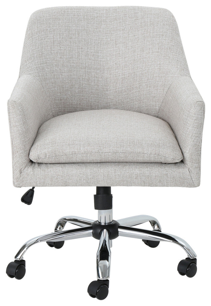 GDF Studio Morgan Mid Century Modern Fabric Home Office Chair With Chrome Base, Beige