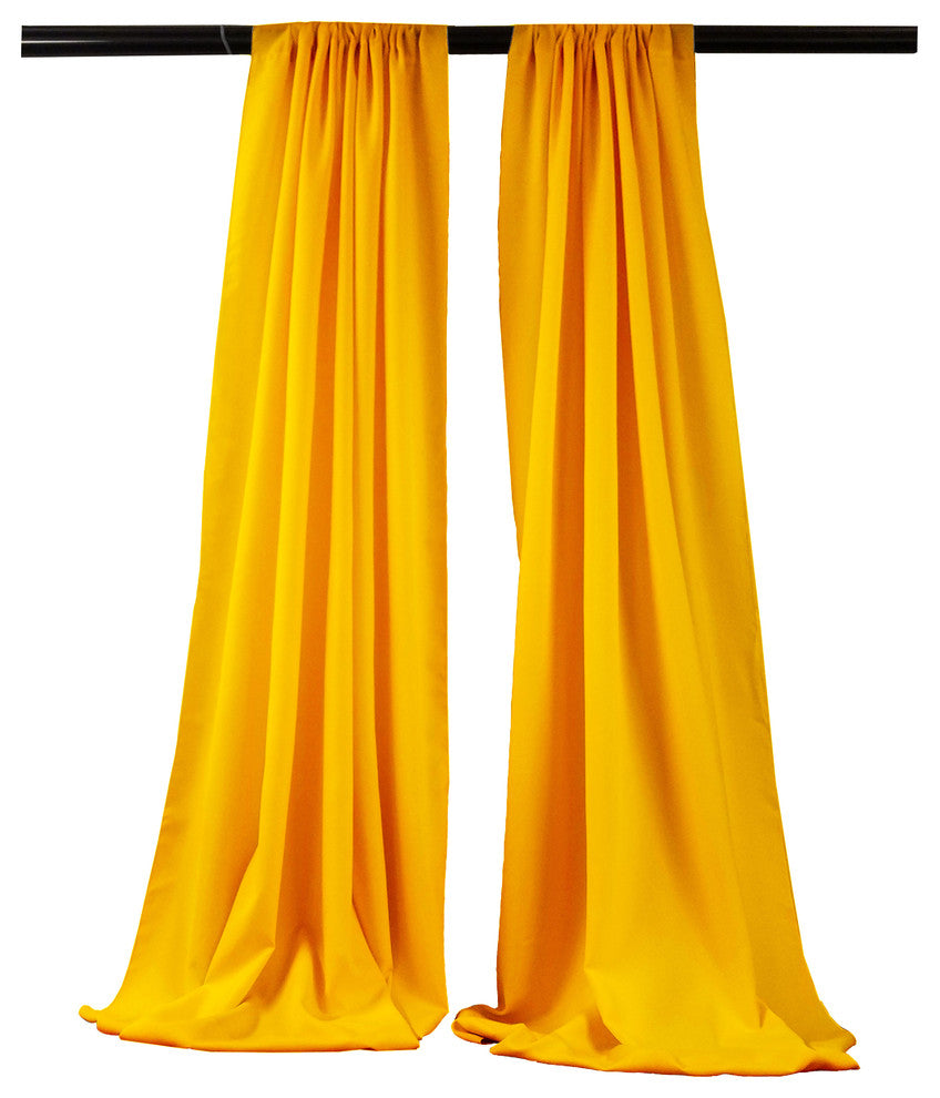 LA Linen Polyester Poplin Backdrop Drape 96"x58", 2 Pack, Dark Yellow