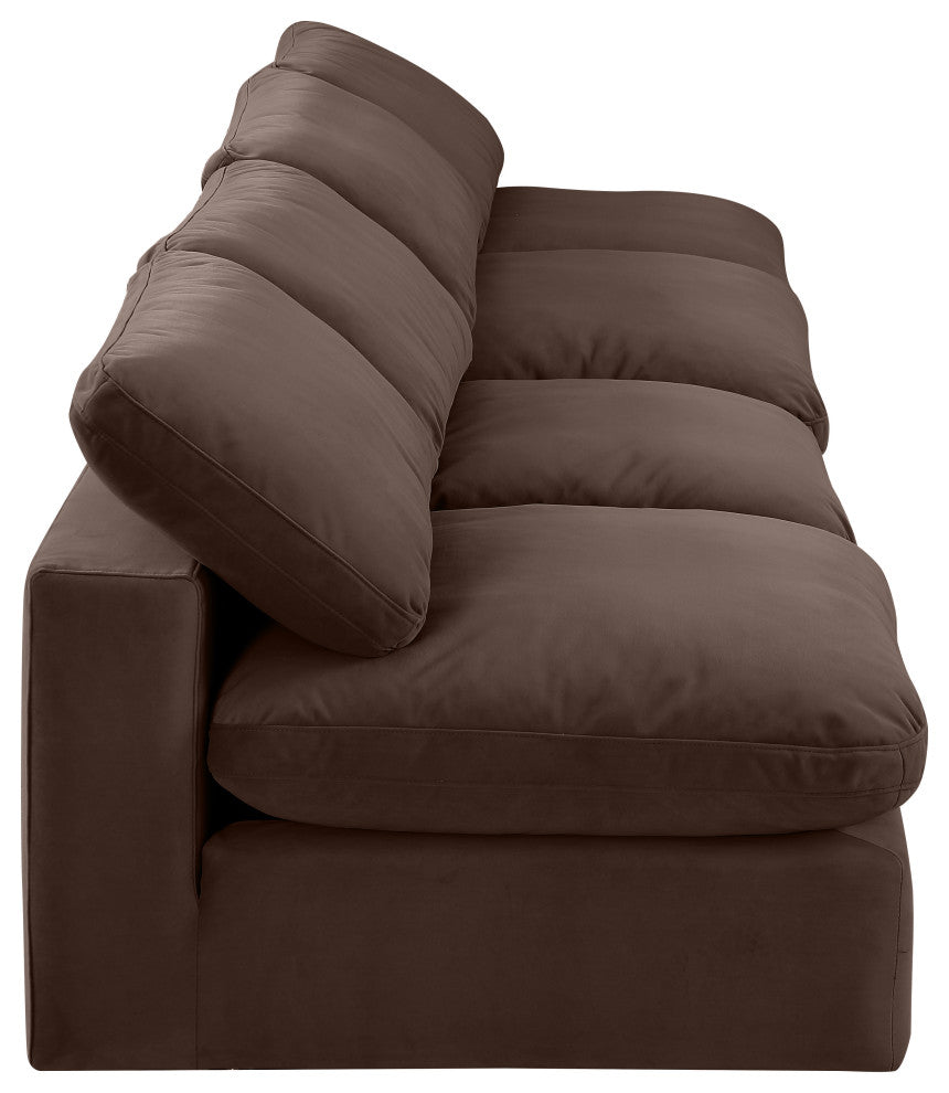 Comfy Upholstered Modular Sofa, Brown, 4-Piece: 4 Armless Chair, Velvet