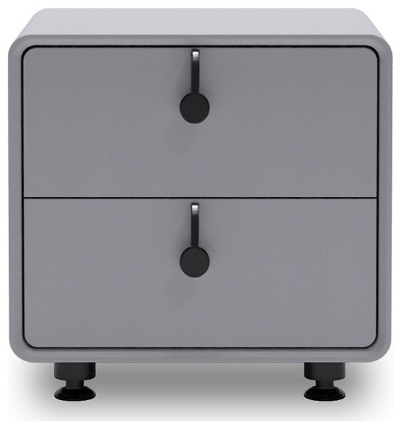 Modern Night Stands with Adjustable Metal Stubby Legs&Dual Drawers