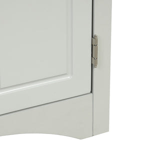 32" Wood 2-door Bathroom Corner Cabinet with Adjustable Shelves, Grey