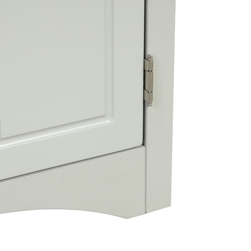 32" Wood 2-door Bathroom Corner Cabinet with Adjustable Shelves, Grey