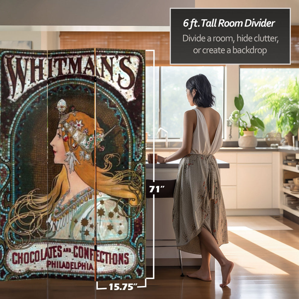 6' Tall Double Sided Confections Canvas Room Divider