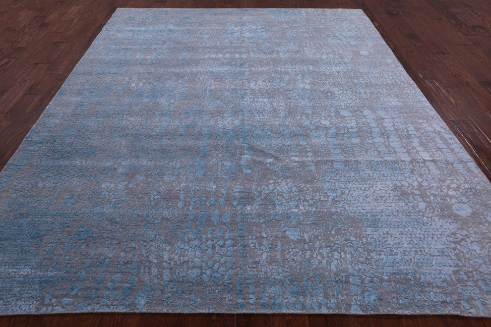 Contemporary Handmade Wool and Silk Rug 8' 0" X 9' 10" Q6694