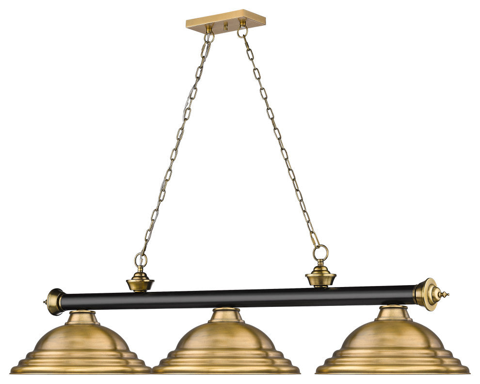 Zlite 2306-3MB-RB-SRB 3-Light Billiard, Rubbed Brass