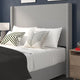 Quinn Upholstered Platform Bed with Channel Stitched Wingback Headboard, Gray, Queen