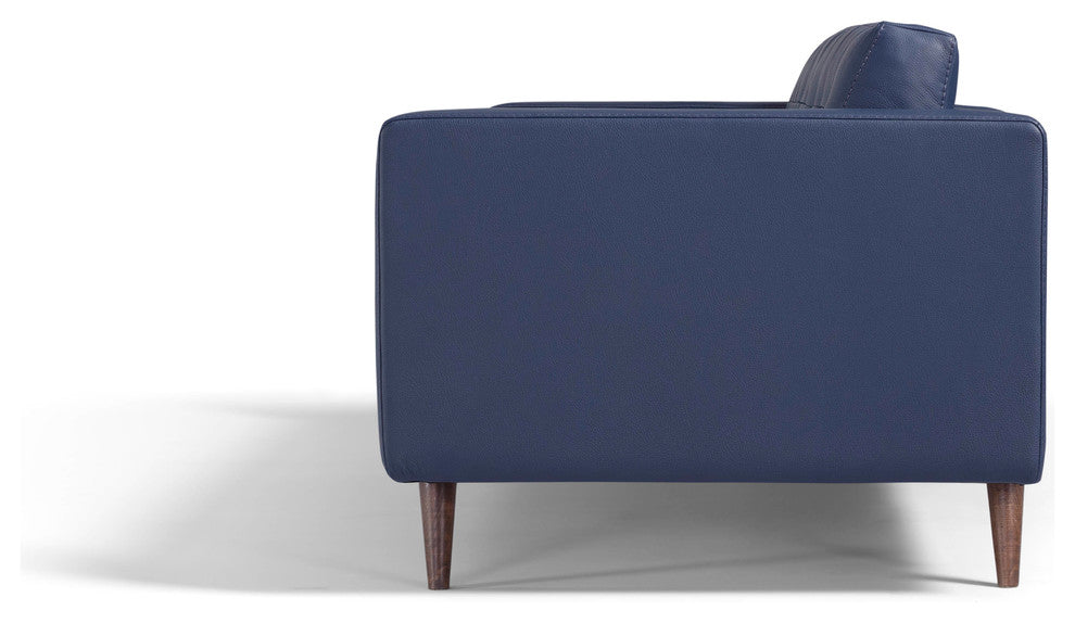 Herald Modern Sofa, Genuine Leather, Blue