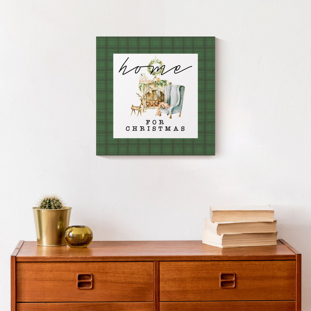 Home For Christmas Quilt 12x12 Canvas Wall Art