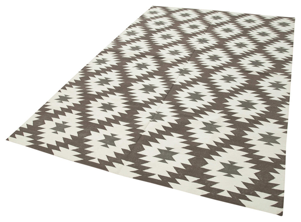 Rug N Carpet - Handmade Wool 5' 9'' x 8' 10'' Geometric Dhurrie Kilim Rug
