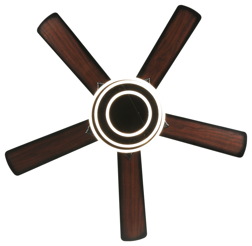 52" Modern Ceiling Fan with Dimmable Light and Remote Control, 6-Speed, Black, 52