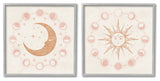 Celestial Sun Moon Phases Astrology Illustration, 2pc, each 24 x 24