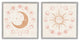 Celestial Sun Moon Phases Astrology Illustration, 2pc, each 24 x 24