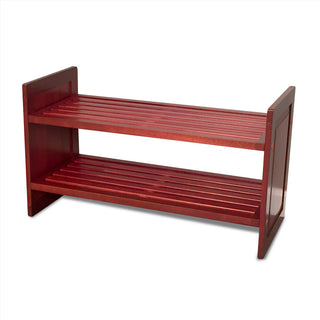 Solid Wood Stackable Shoe And Storage Rack, Red Mahogany