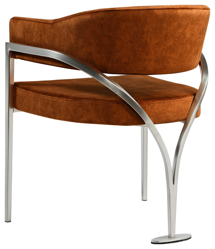 Madelyn Upholstered Dining Chair, Set of 2, Cognac, Velvet, Silver Finish