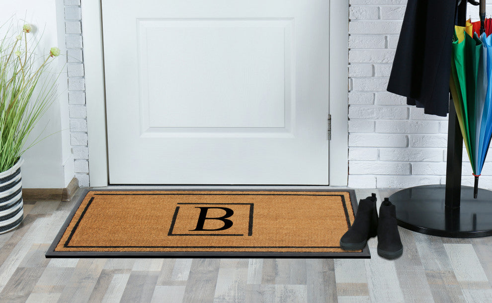 A1HC Hand-Crafted 24"x48" Rubber Coir Double-Single Monogrammed, B