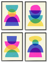 Intergalactic Rainbow Abstract Transparent Geometric Shapes , 4pc, each 16 x 20