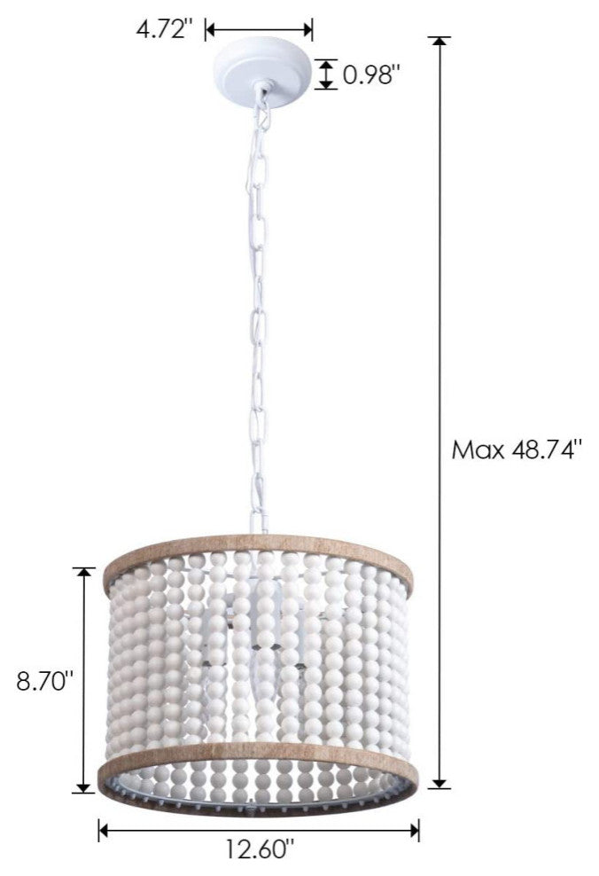 Wood Beaded Chandelier Rust Kitchen Island Pendant Light