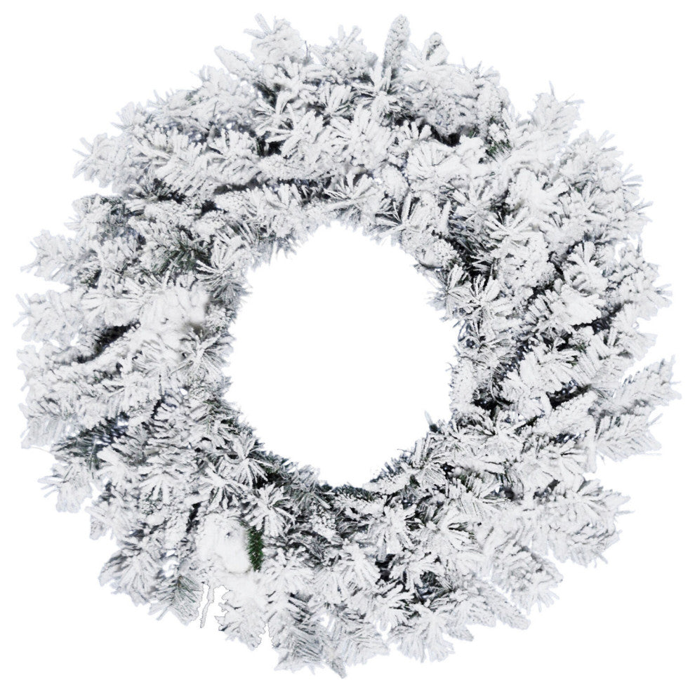 24-In. White Pine Snowy Wreath No lights