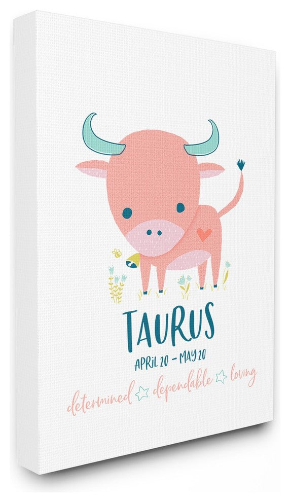 The Kids Room Fun Modern Zodiac Taurus Bull Canvas Wall Art, 16"x20"