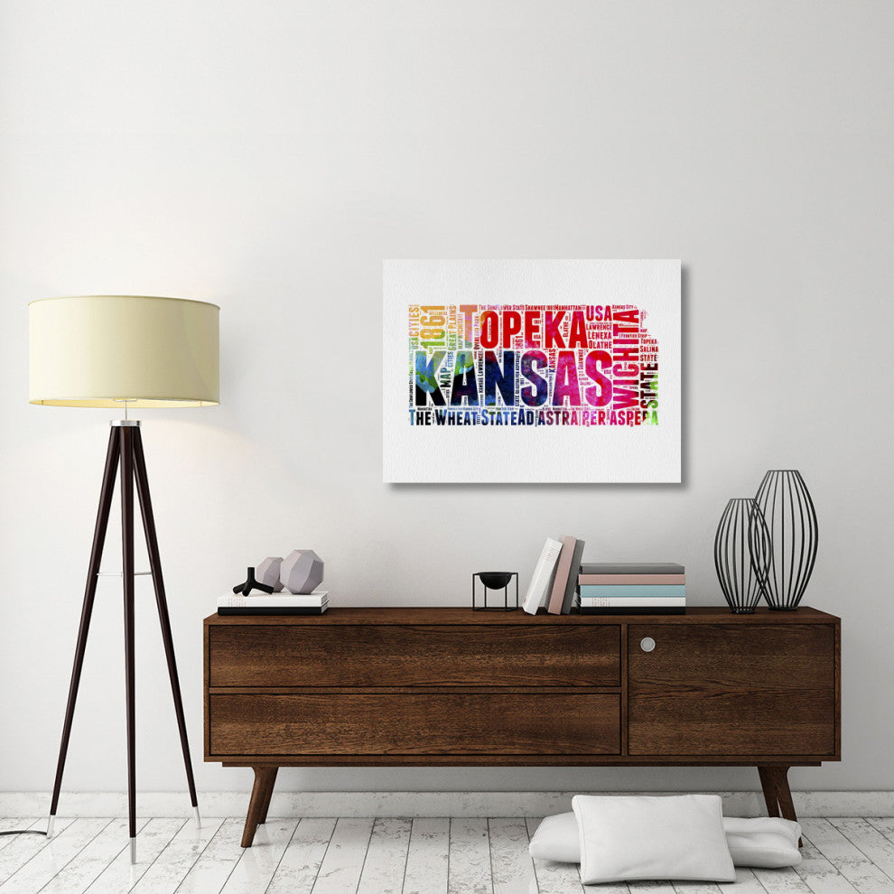 "Kansas Watercolor Word Cloud" Fine Art Print