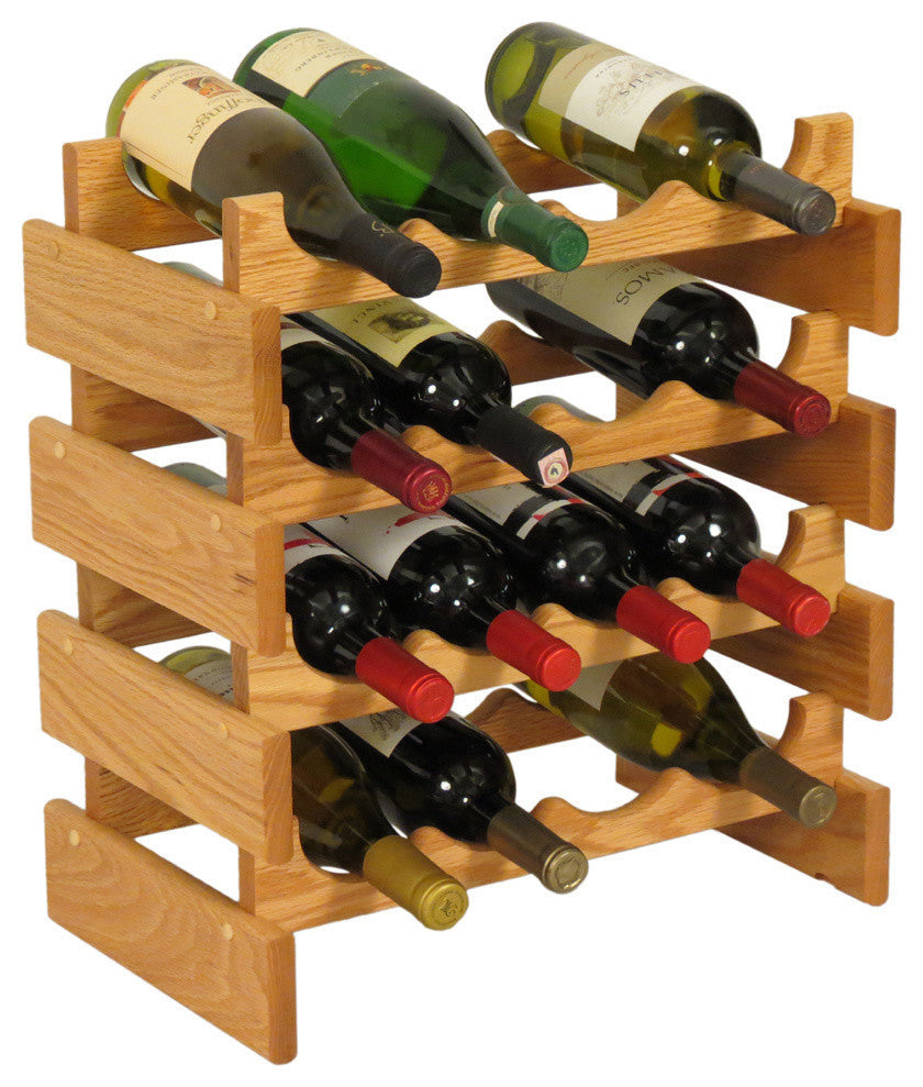16 Bottle Dakota Wine Rack, Light Oak