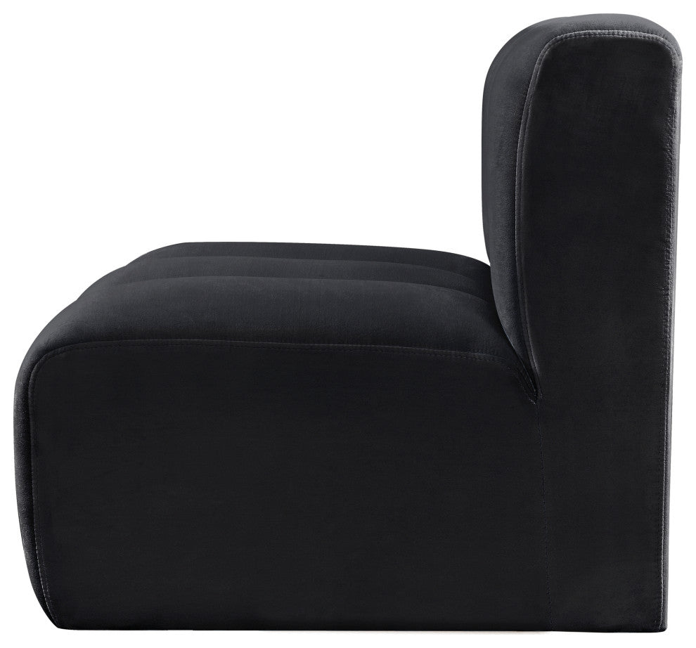 Arc Upholstered Modular Component, Black, 1-Piece: Straight Chair, Velvet