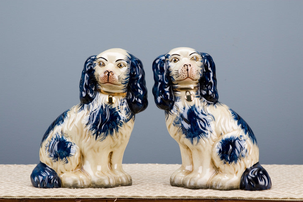 Staffordshire Reproduction Dogs, 9.5", Blue, 2-Piece Set