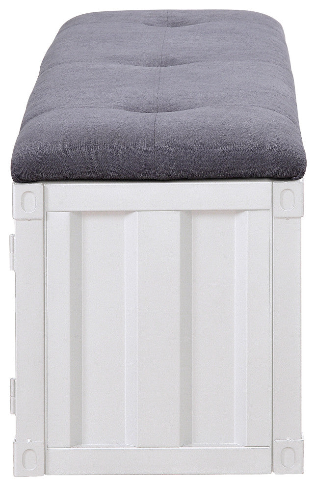 ACME Cargo Storage Bench, Gray Fabric and White