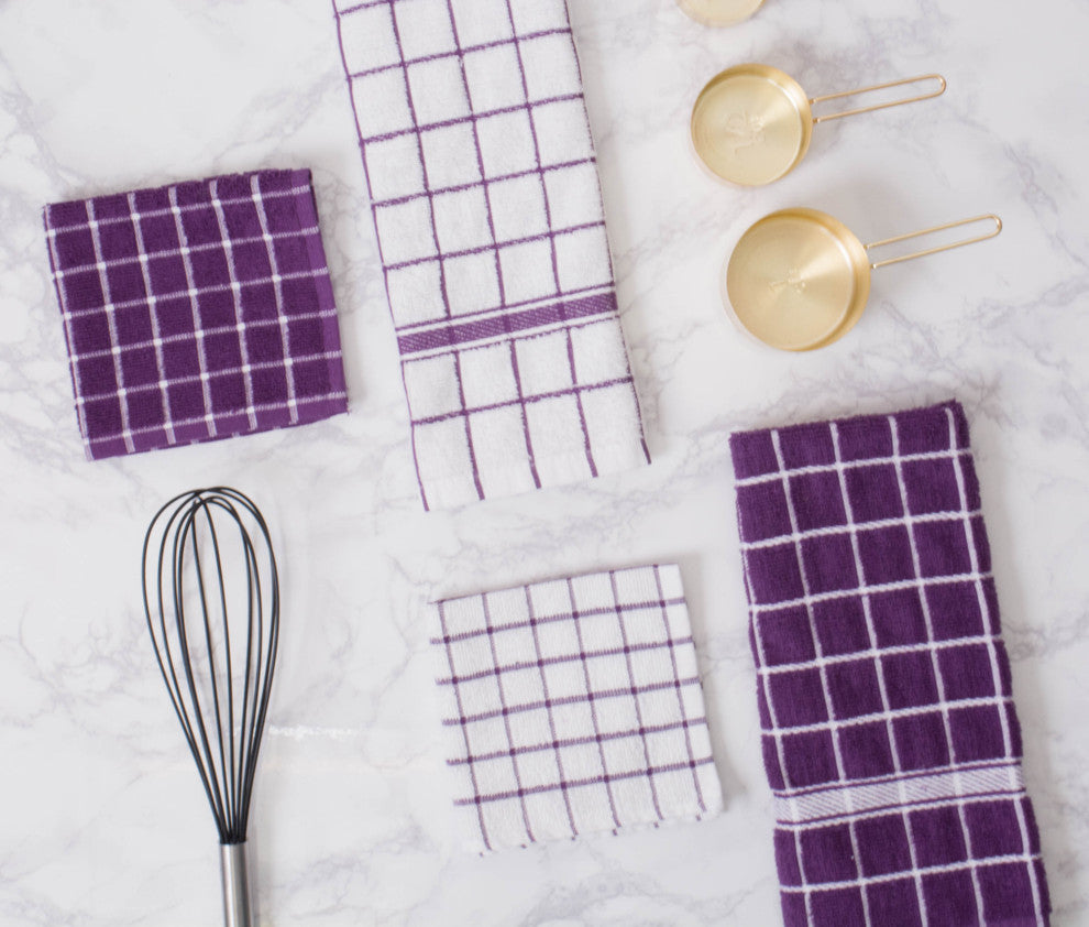 Eggplant Combo Windowpane Dishcloth, Set of 6