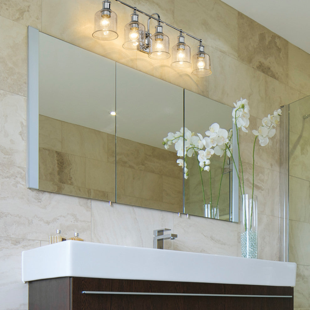 Zlite 734-5V-CH 5-Light Vanity, Clear Seedy