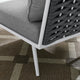 Lounge Corner Chair, White Gray, Aluminum, Modern, Outdoor Hospitality