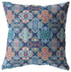 16 Turquoise Red Trellis Suede Throw Pillow