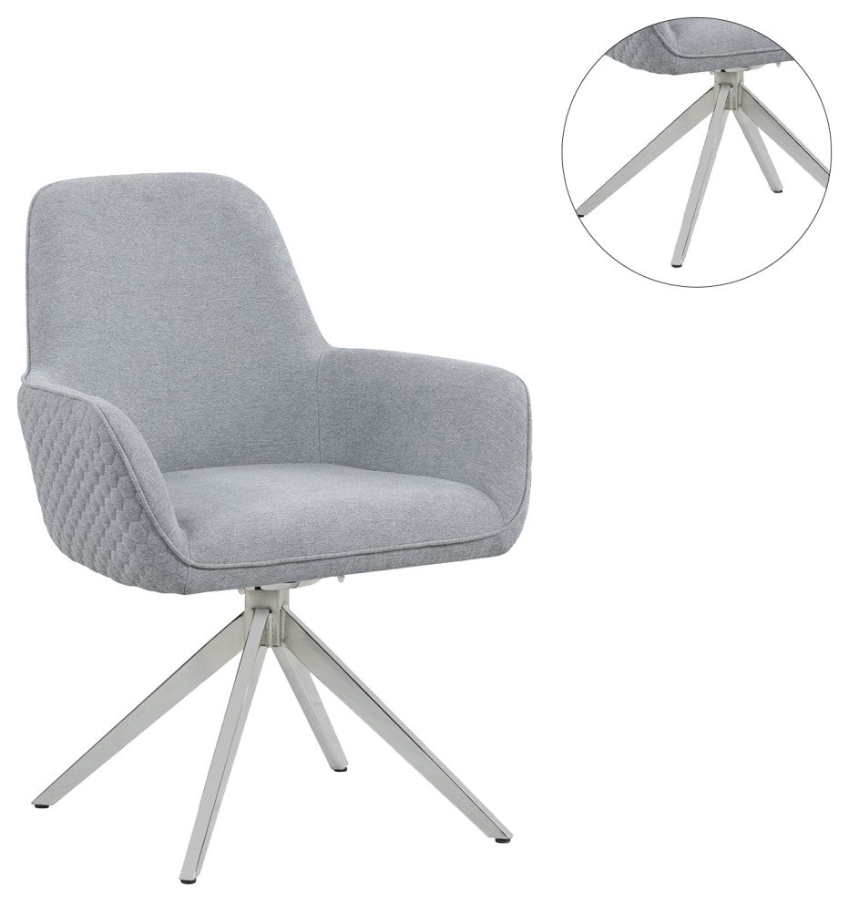 Upholstered Armchair with Chrome Base, Gray