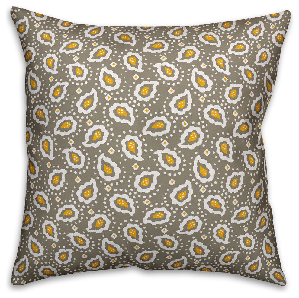 Paisley Pattern, Tan Throw Pillow, 18"x18"