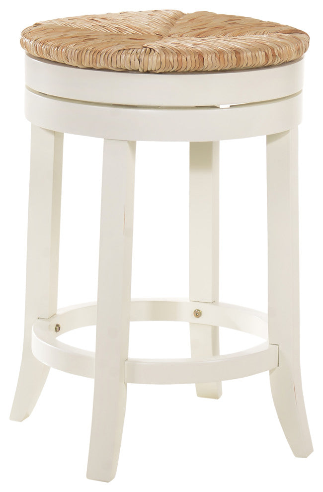 Irving 24" Swivel Rush Seat Counter Stool, Antique White