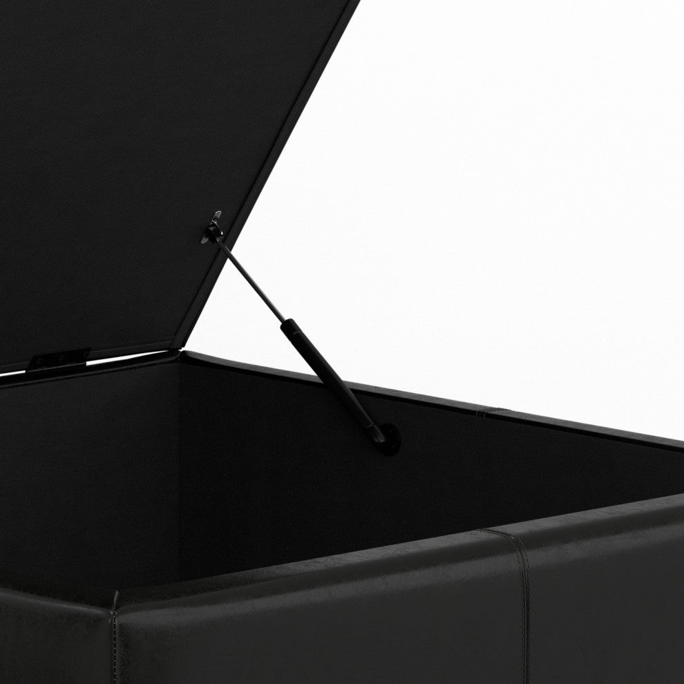 Gabbie Square Coffee Table Storage Ottoman, Midnight Black