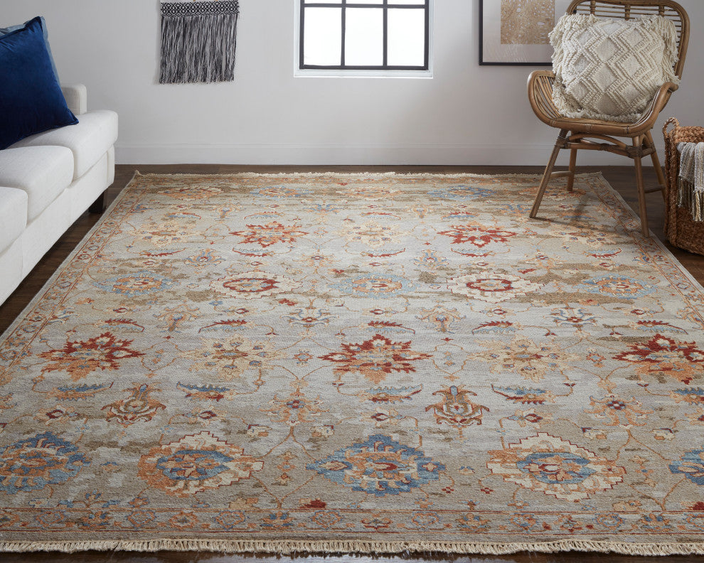 Pierson Transitional Floral & Botanical, Brown/Tan/Gray, 7'9"x9'9" Area Rug