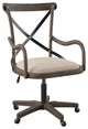 French Country Office Chair, Wooden Frame With Curved Arms & X-Shaped Backrest