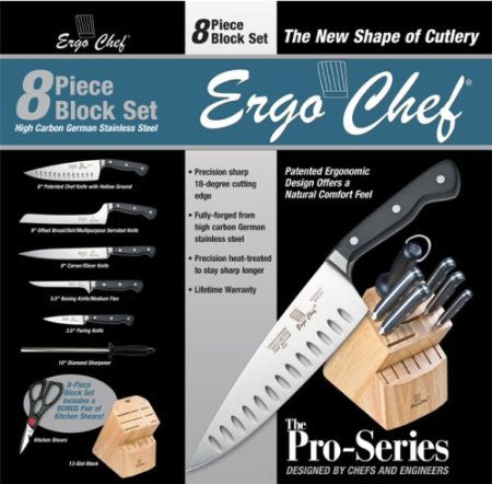 Ergo Chef Pro Series ER17 8-Piece Kitchen Knife Block Set