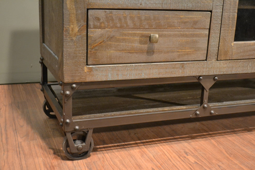 Greenview 62" Forged Iron Base TV Stand