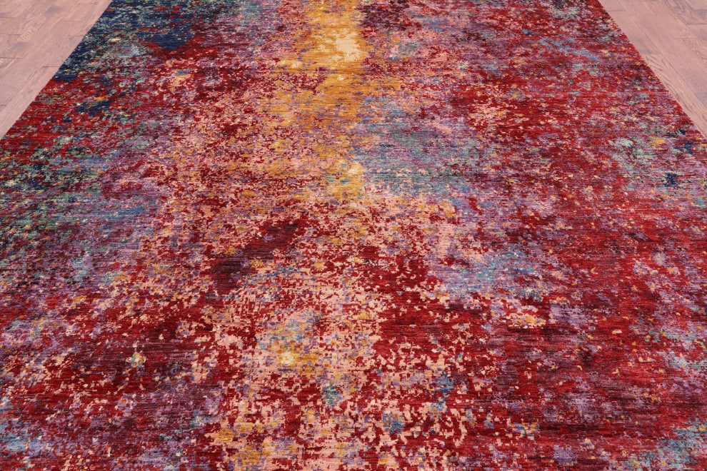 9' 9" X 13' 7" Modern Hand Knotted Wool Rug Q9752