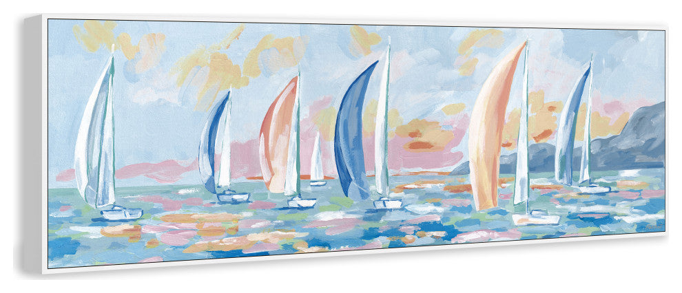 "I Need My Boat" Floater Framed Painting Print on Canvas, 30x10
